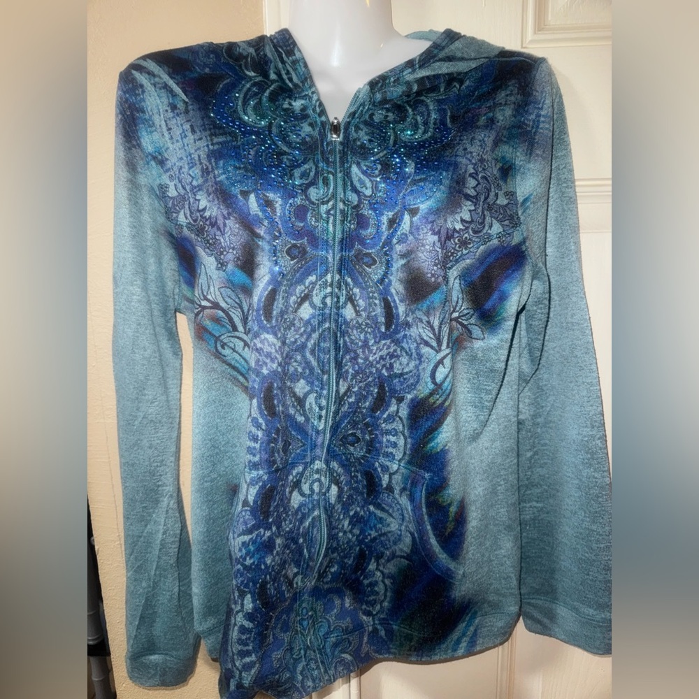 Y2K Style Zipper Hoodie Teal